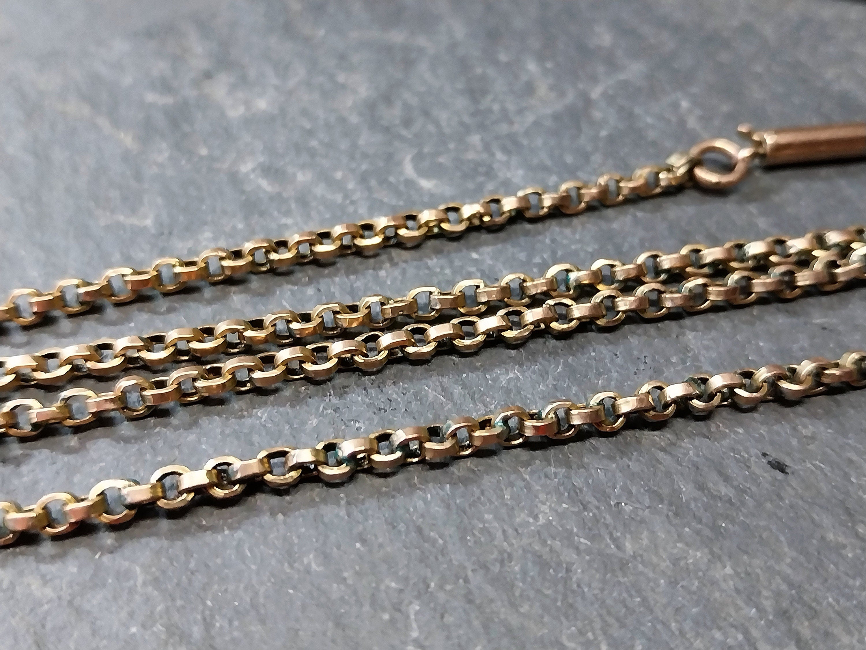 Antique 9ct GOLD ROLO BELCHER Chain Necklace with Barrel Clasp - 18 1/4" - 6.4g