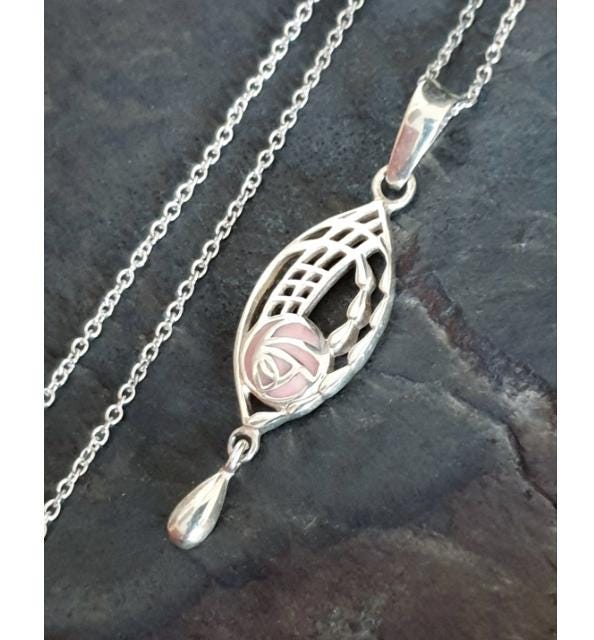 Sterling Silver Celtic Rose Necklace and Matching Earrings Gift Set - 6.8g