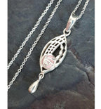 Sterling Silver Celtic Rose Necklace and Matching Earrings Gift Set - 6.8g