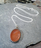 Antique Carnelian Agate  Pendant Necklace  on  20" Chain - 6.9g