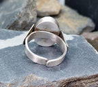 Vintage SILVER Moss Agate RING Dendritic Stone - adjustable size 0 (us 7) - 5.9g