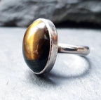 Tigers Eye RING Sterling Silver - Size uk J ( us 5) - 6.1g