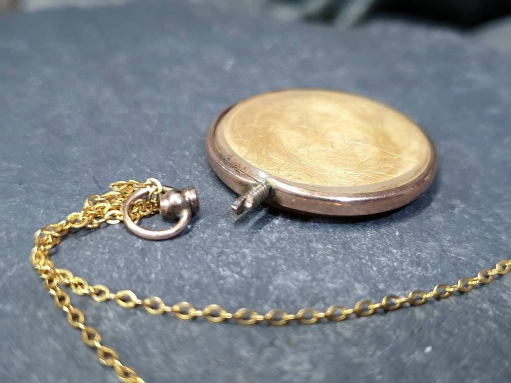 Antique 9ct Gold Photo Locket Pendant - Chester 1908 on 16" Chain - 4.5g
