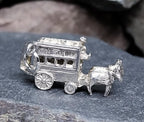 Vintage SilverHORSE DRAWN CARRIAGE Transport Charm - Bracelet - 3.3g