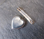 Antique Locket Brooch, Sweetheart Pin, Sterling Silver - 7g