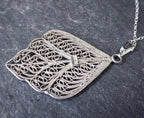 Vintage Sterling Silver Pendant Necklace Autumn Leaf on 18" Chain - 3g