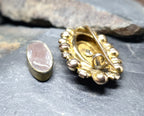 Antique 9ct GOLD Locket BROOCH - Seed Pearls and Coral - 5.8g