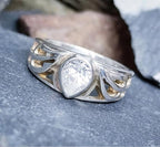 Sterling Silver Ring with clear stone - uk size N 1/2 (Us size 7) - 4.9g