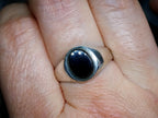 Vintage St SILVER Signet RING with Black ONYX Stone - uk size O (us 7) - 3.4g
