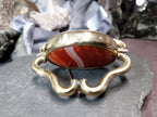 Victorian Large SWIVEL LOCKET BROOCH with Banded Agate & Peacock Panels - 31.5g