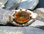 Large Antique VICTORIAN BROOCH - Citrine Coloured Gemstone 12.8g