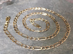 Vintage 9ct GOLD FIGARO Flat Curb CHAIN Necklace - 18" - 6.5g