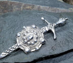 Vintage Silver KILT PIN Brooch - Sword with Shield - Sterling Silver - 7g