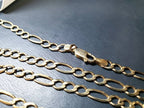 Vintage 9ct GOLD FIGARO Chain Necklace, 22" Long  Hallmarked - 8.8g