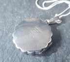 Vintage Silver Circular LOCKET Necklace with Crimped Edge on 18" Chain - 4.3g