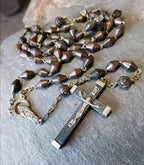 Vintage Italian Wooden ROSARY BEADS with Crucifix - 29" Necklace - 18.3g