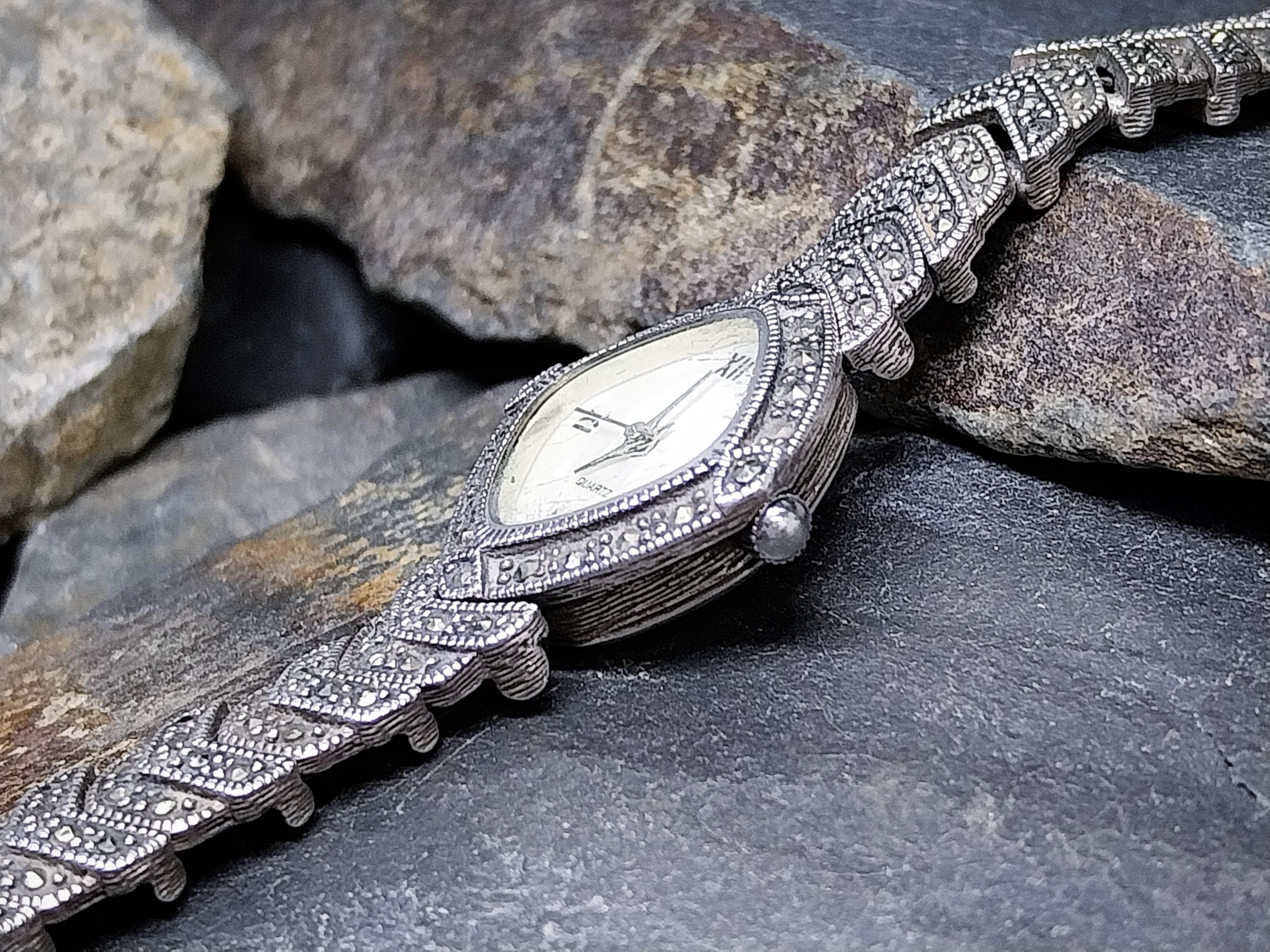 Vintage Marcasite Sterling Silver WATCH - Art Deco Style 17cm - 31.9g