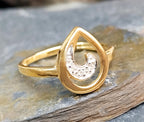Vintage 9ct GOLD Teardrop Diamond RING - Size UK P 1/2 (us 8) - 1.9g