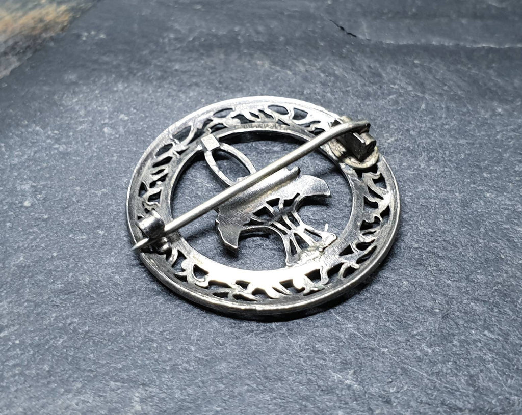 VICTORIAN Solid Silver BROOCH - Basket of Flowers - 2.6g