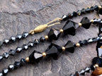 Vintage Jet Black Bead Necklace with 9ct gold spacers - 20" - 21.2g