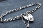 Vintage SILVER LINK BRACELET with Padlock Lock Clasp c 1977 - 18cm - 6.6g