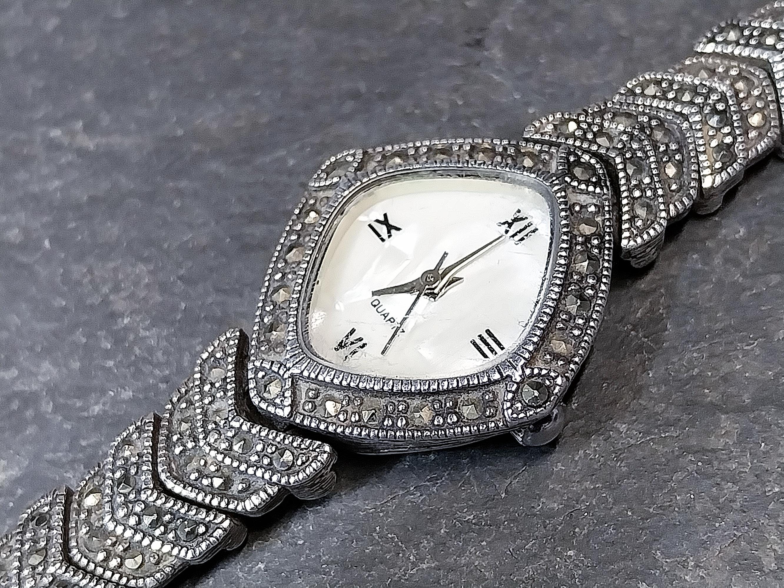 Vintage Marcasite Sterling Silver WATCH - Art Deco Style 17cm - 31.9g