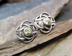 Vintage Sterling Silver Stud Earrings - Citrine with Celtic Knot - 1.5g
