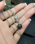 Sterling SilverTriple Drop Beads Necklace Pendant on 18" Chain - 4.9g