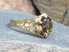 Vintage 9ct GOLD Smoky Quartz Ring - Size uk P (us 7.5) - 2g