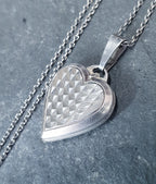 Vtg Sterling Silver Heart Locket -  Geometric Design on 19" Chain - 6.2g