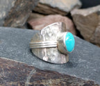 Sterling Silver TURQUOISE RING - uk size N 1/2 (us 7) - 5.1g