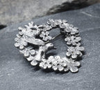 Vintage Sterling Silver HUMMINGBIRD BIRD Brooch - 6g