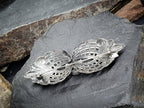 Vintage SILVER & ONYX BROOCH - Winged Design - 9.9g
