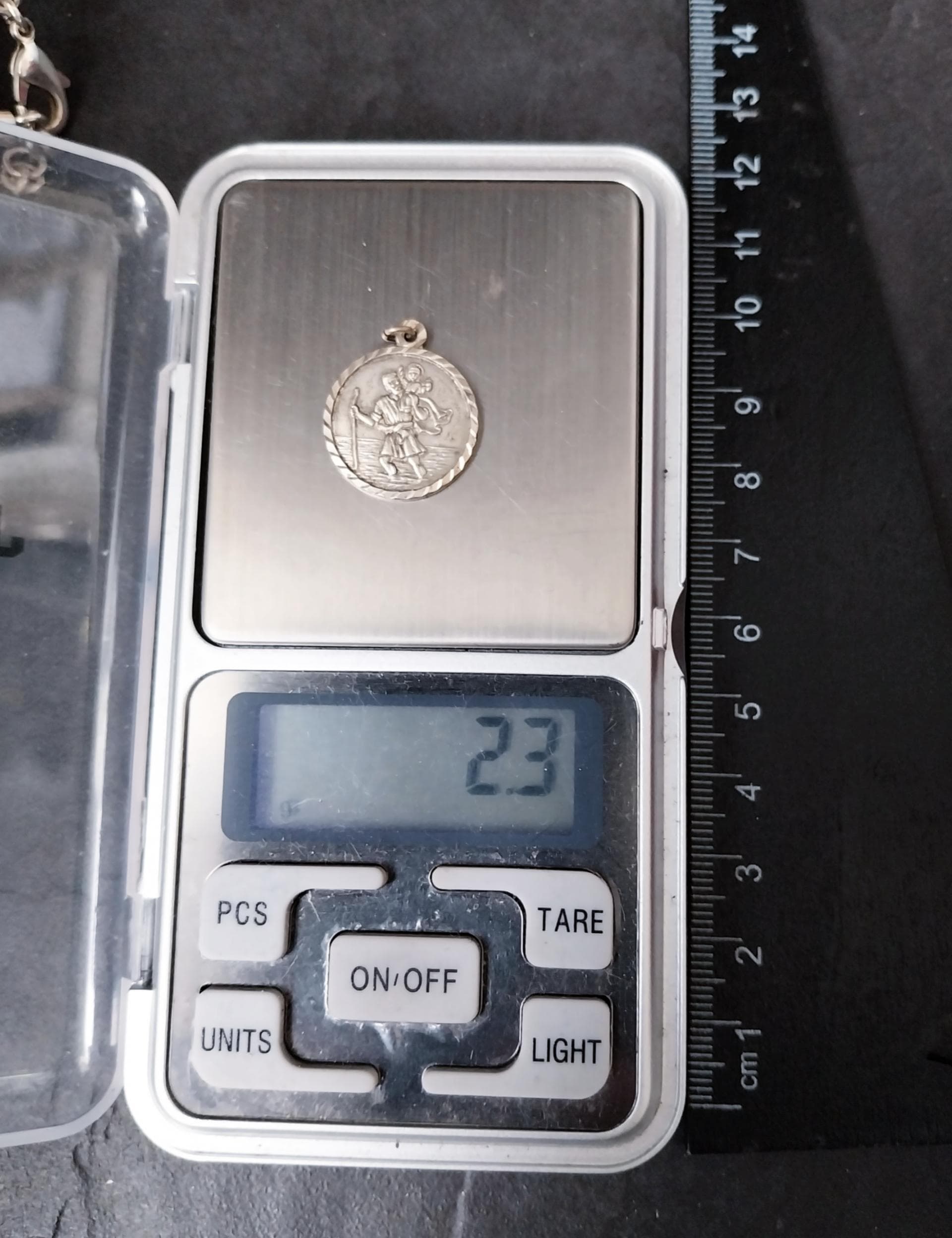 Vtg SILVER St Christopher Charm - Traveller, Journey - 1950s - 2.3g