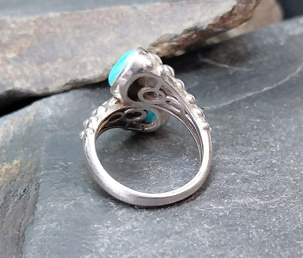 TURQUOISE Snake RING Sterling Silver - uk size N (us 6.5) - 6.5g