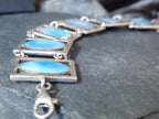 Vintage Silver Bracelet with Blue Mother of Pearl Panel Links -23.4g
