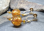 Antique EARRINGS Amber Murano Style Dangly - Screw Backs - 6.3g