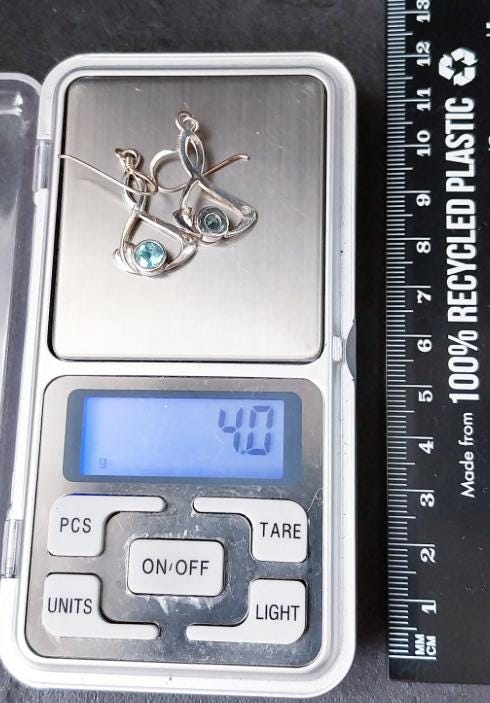 CELTIC Sterling Silver Earrings - with Blue Topaz GemStone - 4g