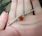 Vintage CARNELIAN Sterling SILVER Brooch - Sterling Silver - 3.2g