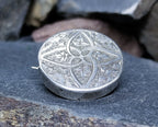 Antique Sterling Silver Circular Button Brooch  - Ivy Leaf Celtic Design - 5.5g