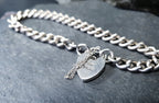 Vintage Silver Link Bracelet with heart padlock clasp c 1975, 18cm - 18.9g