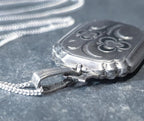 Vintage Silver OCTAGONAL LOCKET - 2 flowers  on 18" Chain - 8.7g