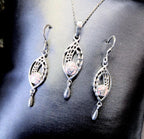 Sterling Silver Celtic Rose Necklace and Matching Earrings Gift Set - 6.8g