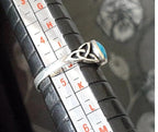 SILVER CELTIC RING - with Turquoise stone 925 Sterling Band - Small Size J (us size 4.5)