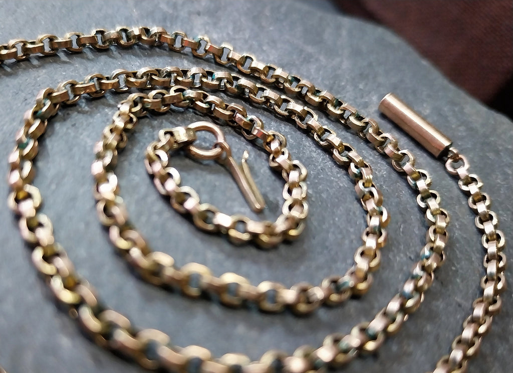 Antique 9ct GOLD ROLO BELCHER Chain Necklace with Barrel Clasp - 18 1/4" - 6.4g