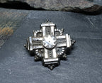 VICTORIAN SILVER Star CROSS Brooch - Celtic Cross - 1883 - 2.8g