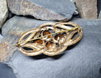 Large Antique VICTORIAN Lovers Knot BROOCH - Brandy Citrine Gemstones 16.7g