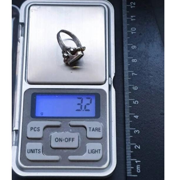 SILVER ONYX RING - Jet Black Stone - Size uk M ( usa 6.5) - 3.2g