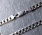 Chunky STERLING SILVER Flat Curb Link Chain Necklace - 20" Long - 33.1g