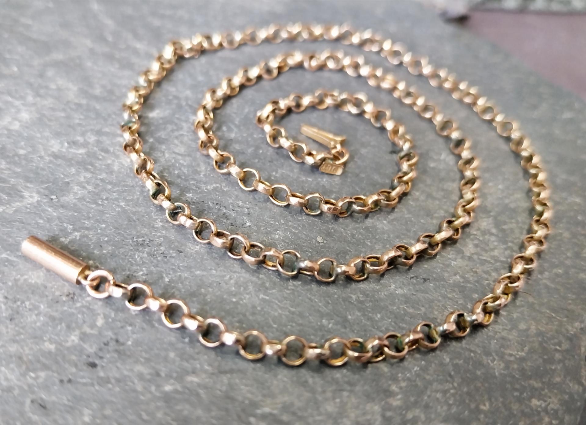 Antique 9ct GOLD BELCHER Chain Necklace with Barrel Clasp - 17.5" - 4.1g